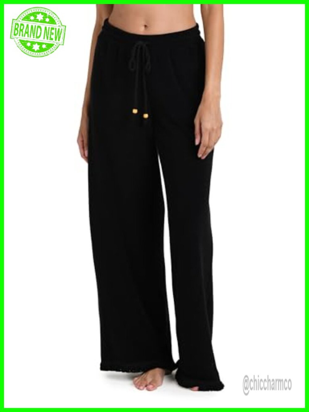 Palazzo Pant Swimsuit Cover Up Wide Leg Drawstring Elastic Waist Pockets